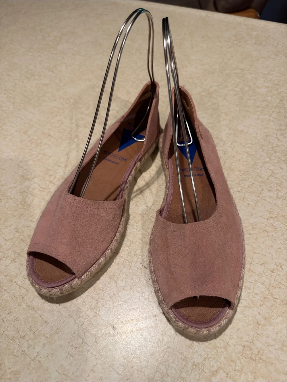 Women's Suede Open-Toe Espadrille Wedge - Dusty Rose